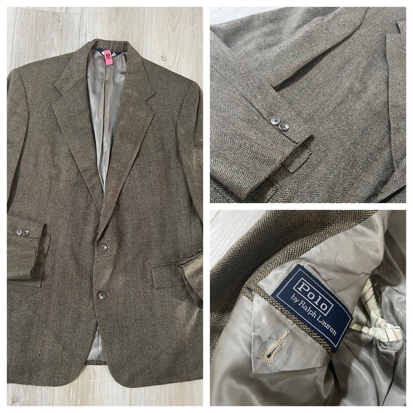 Polo Ralph Lauren Herringbone WoolMen Sport Coat 44L Vintage